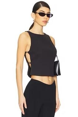 Free People Eliza Top - Linen Open Side Tank - S - Black